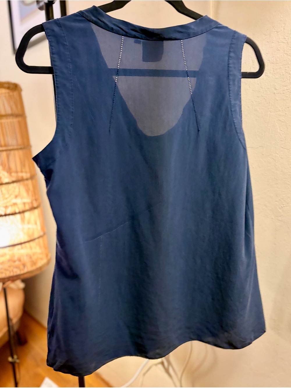 Tory Burch Deep Navy Silk Sleeveless Top Size 12 - Picture 3 of 7